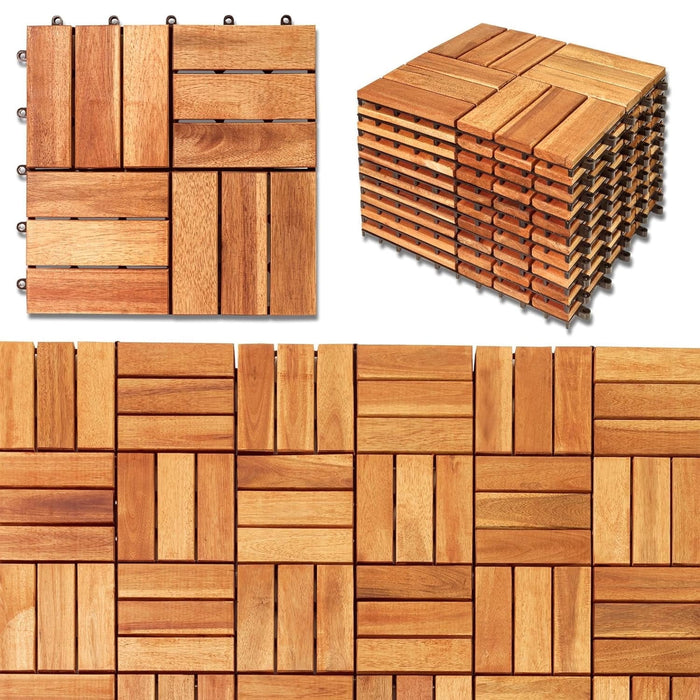 Simenmax 10 PCS Interlocking Deck Tiles Plastic Waterproof Outdoor Flooring 12" x 12" for Patio Garden Deck Poolside Indoor Outdoor, Brown