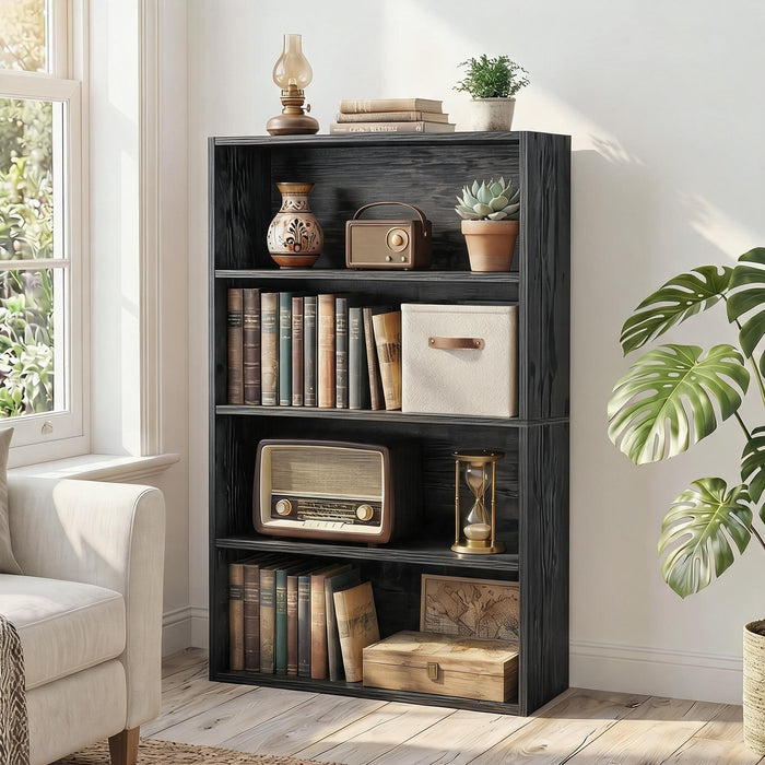 TINKLE WELL 3-Tier Bookshelf, Open Bookcase and Bookshelves, 29 Inch Tall Freestanding Display Storage Shelf, Floor Standing Shelves for Home Office, Living Room