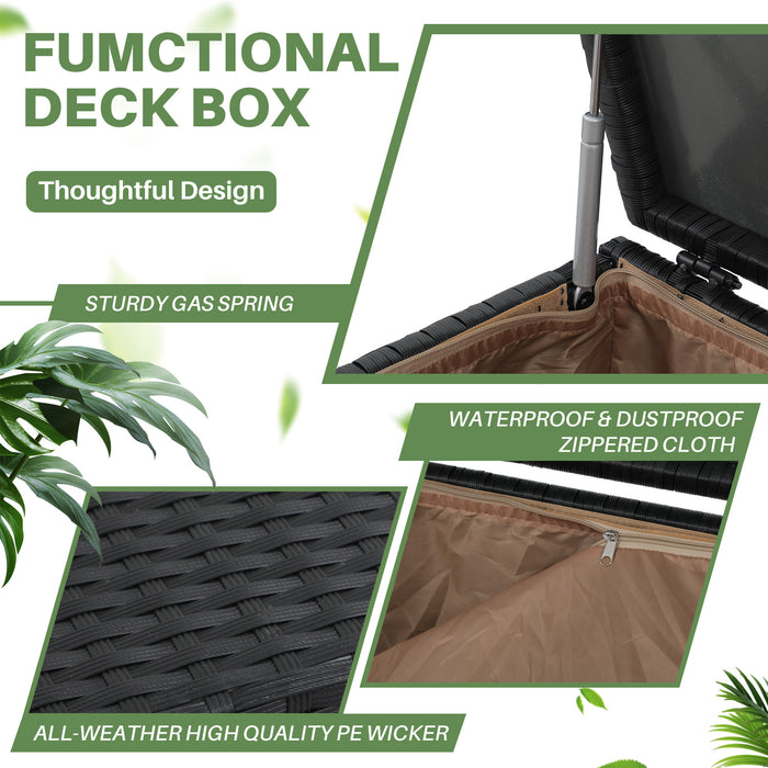 Simenmax 120-Gallon Deck Box Outdoor Waterproof Storage Bin with Aluminum Frame, All-Weather Wicker Design for Patio, Garden, Poolside, and Balcony Organization