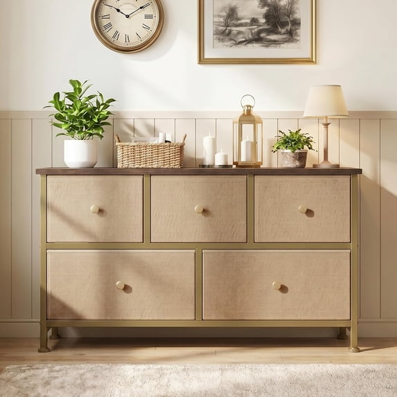 4/5/7/8/9 Drawer Dresser, TINKLE WELL Wide Fabric Storage Chest for Bedroom, Living Room, Closet