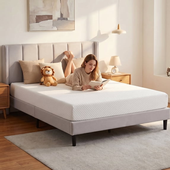 Beddle 5/6/8/10/12 Inch Size Mattress, Cooling Green Tea Gel Memory Foam Mattress in a Box, Medium Firm Support, Pressure Relief & Cooling Sleep Surface, CertiPUR-US Certified