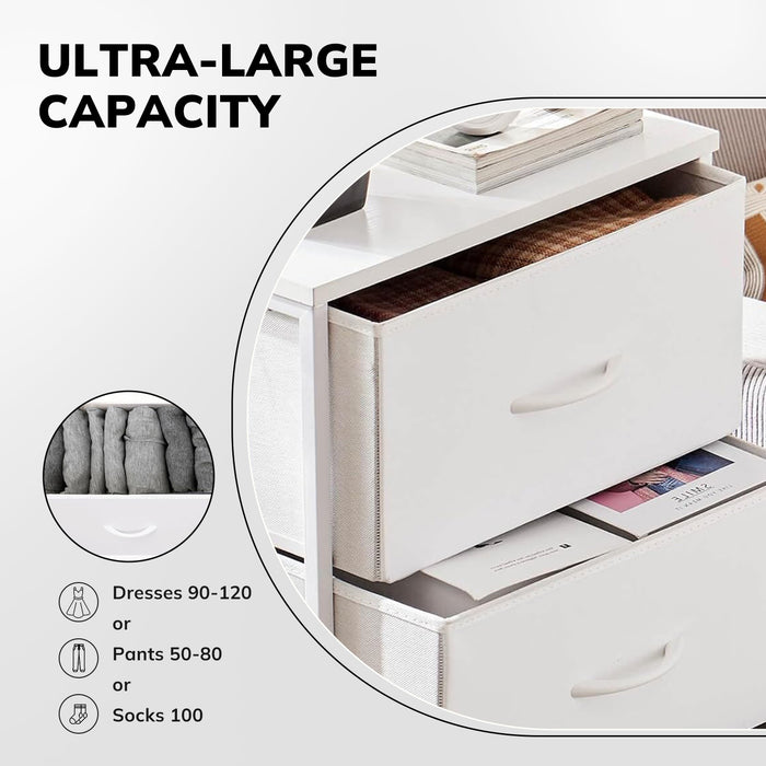Storage Dresser with 4 Drawers, Removable Bins, Modern Wide Soft Fabric Chest Organizer for Bedroom, Hallway
