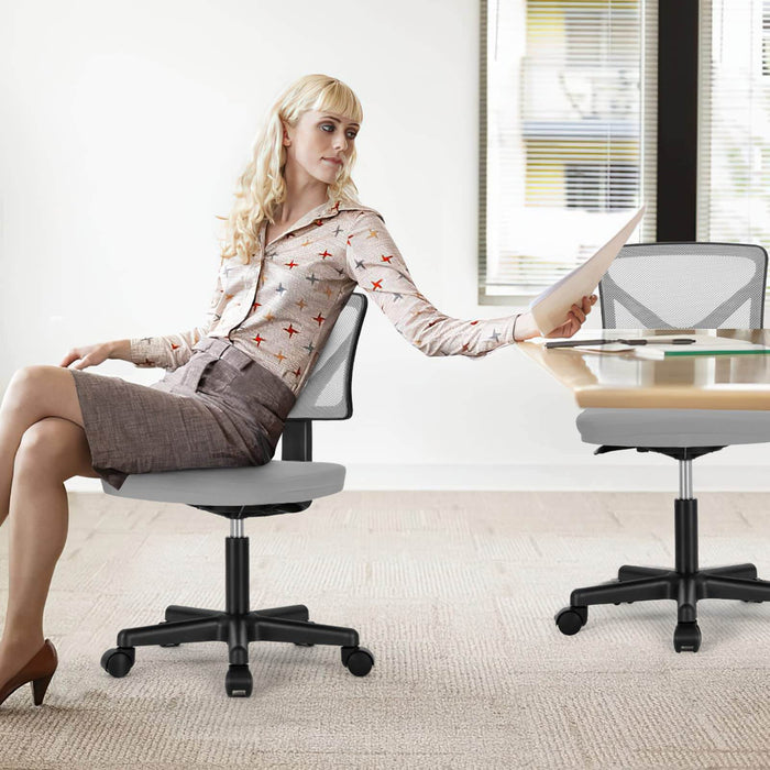 Sybels Adjustable Mesh Office Chair - Padded Seat, Low Back Support, 360° Swivel & Smooth Rolling Casters, Gray