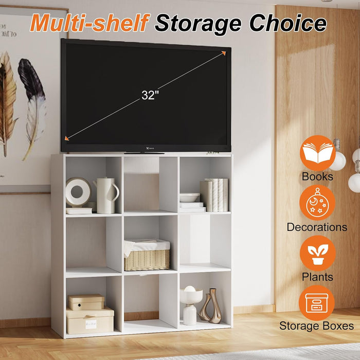 Sybels Cube Storage Shelf, 9-Cube Bookshelf with Removable Dividers，a Versatile Organizer , suitable for living rooms, home offices, and bedrooms, White