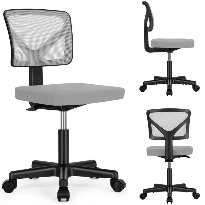 Sybels Adjustable Mesh Office Chair - Padded Seat, Low Back Support, 360° Swivel & Smooth Rolling Casters, Gray