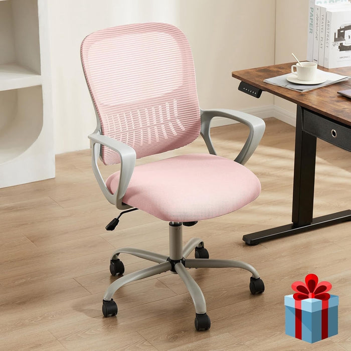 Taoset Ergonomic Mesh Office Chair with Lumbar Support - Adjustable Swivel Computer Chair, Pink
