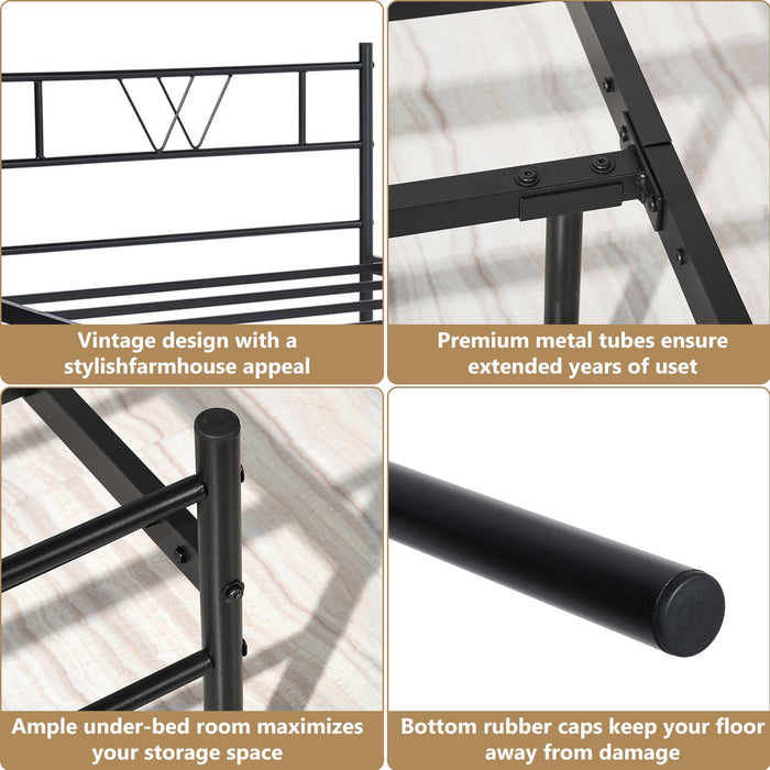 Blorly Adults Twin Metal Bed Frame with Headboard and Noise-Free Design, Black