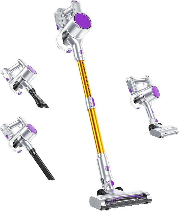 Simenmax Cordless Vacuum Cleaner, Lightweight Wireless Rechargeable Upright Vacuum with LED Light for Hardwood Floors, Carpet,Purple Yellow