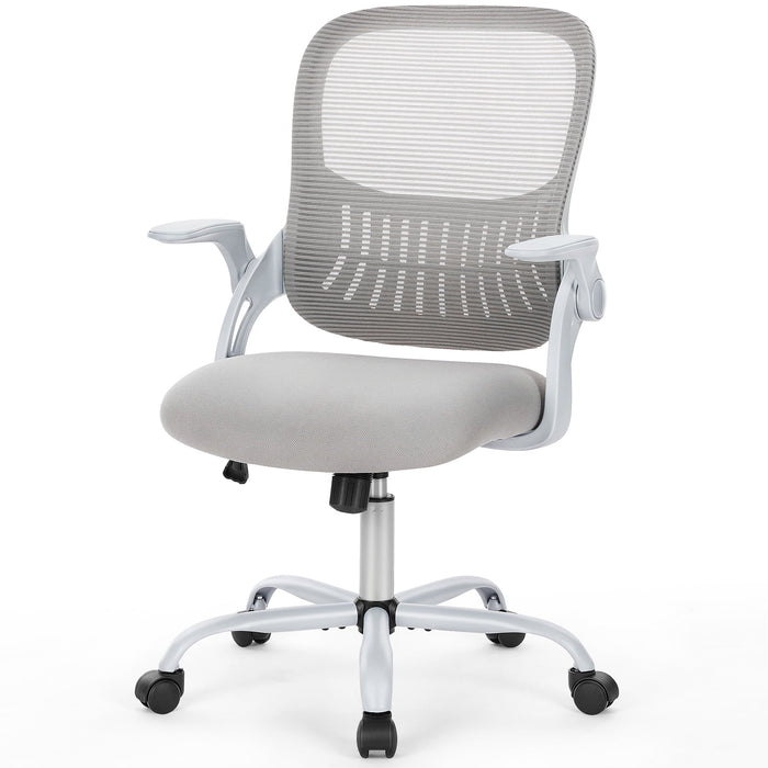 TINKLE WELL TINKLE WELL Ergonomic Office Home Desk Mesh Fixed Armrest-Gray