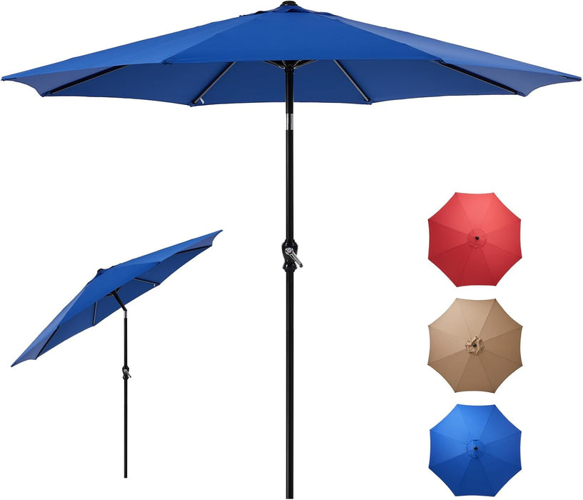 Patio Umbrella, 9 FT Outdoor Umbrellas Waterproof for Pool Table Deck Porch Yard Garden, Market Umbrella with 8 Sturdy Ribs, Push Button Tilt and Crank