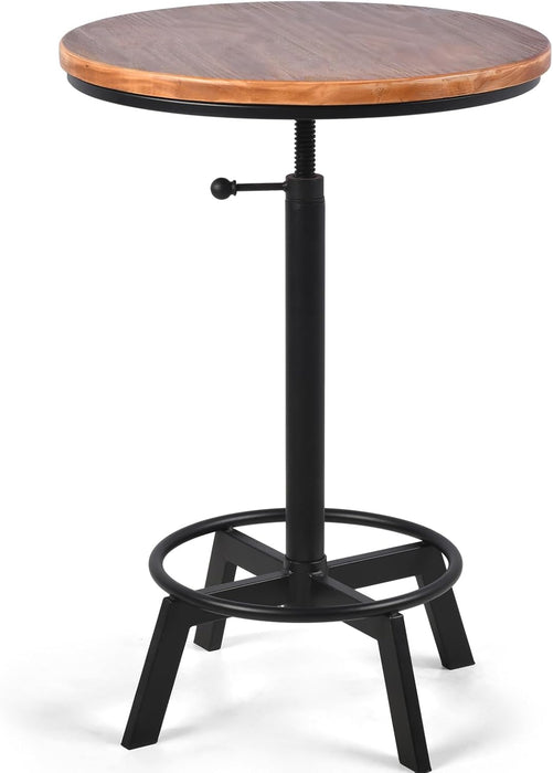 Simenmax Swivel Bar Table Adjustable 30"-35.4" Round Wood Tabletop, Rustic Industrial Kitchen Dining Living Party Office Coffee Bistro Breakfast Pub Table