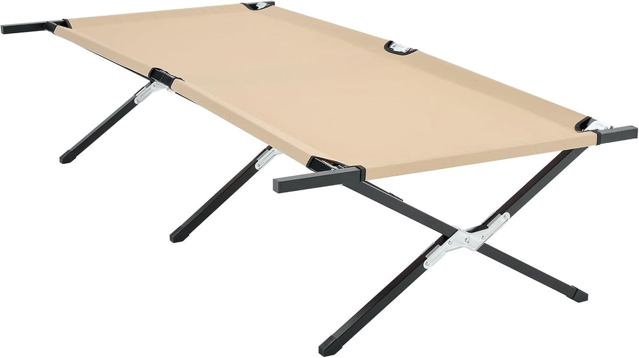 Bigleap Camping Cot for Adults, 300LBS Heavy Duty Folding Cot, Portable Army Cot for Outdoor Travel, Guest Bed, Home Office, Khaki