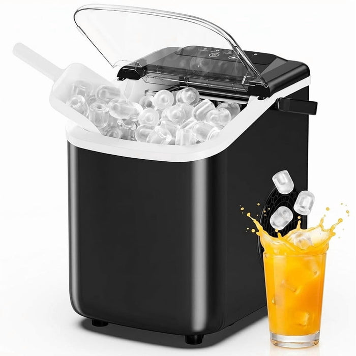 Simenmax Ice Maker Countertop – 26lbs Desktop ice maker with Handle for Home, Kitchen, Office, Outdoors, RV, Camping, Black