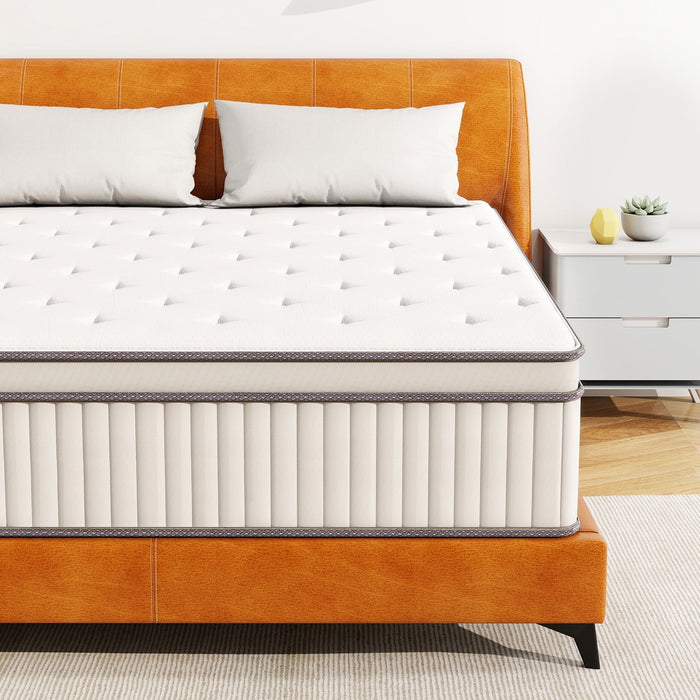 Blorly Queen Mattress 14 Inch Hybrid Mattress in a box, Gel Memory Foam and Spring Mattress Support and Pressure Relief, Medium Firmness,White