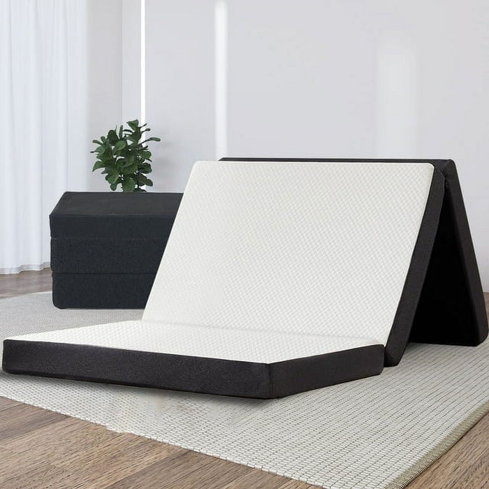 TINKLE WELL 4 inch Twin XL Tri-Fold Memory Foam Mattress with Cover, Twin XL Size Folding Mattress Topper for Camping