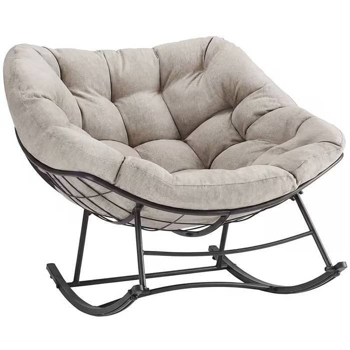 Simenmax Oversized Padded Egg Rocking Chair – 450 lbs Capacity, Anti-Slip Quiet Rocker for Bedroom, Living Room, Balcony & Garden,Beige