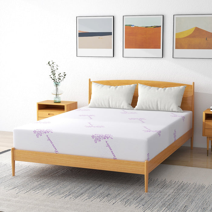Full Mattress, 10 inch Medium-Firmness MLavender emory Foam Mattress, Fiberglass-Free