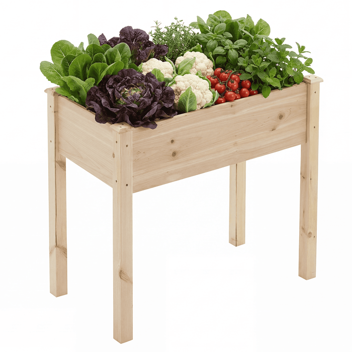 Betcozy Raised Garden Bed, 34x 18x 30 Inch Natural Wood Gardening Elevated Planter Box, Large Load-bearing, Wood