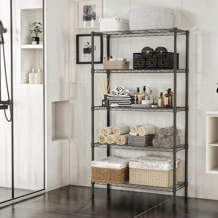 Sybels 5-Tier Metal Shelving Unit, Heavy-Duty Adjustable Wide Storage Rack for Kitchen, Pantry, Garage & Laundry