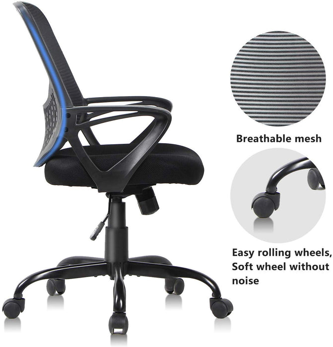 Bigleap Office Chair, Ergonomic Computer Chair, Mesh Desk Chairs with Comfy Lumbar Support and Armrest for Home, Bedroom, Study, Student, Adults, Black
