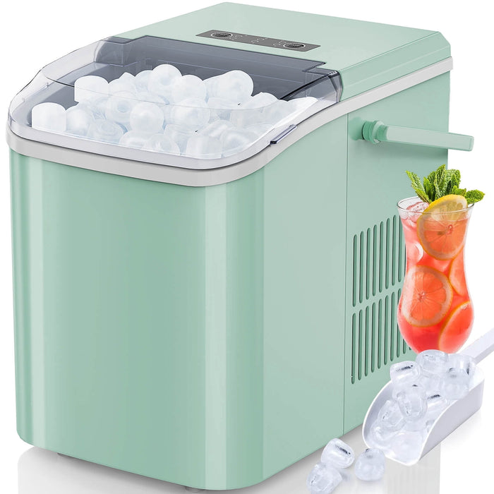 Nextay Ice Maker Machine Countertop,9Pcs/6Min 26.5Lbs/24H Portable Self-Cleaning Ice Machine with Ice Scoop for Home/Kitchen/Office/Party/RV,Green