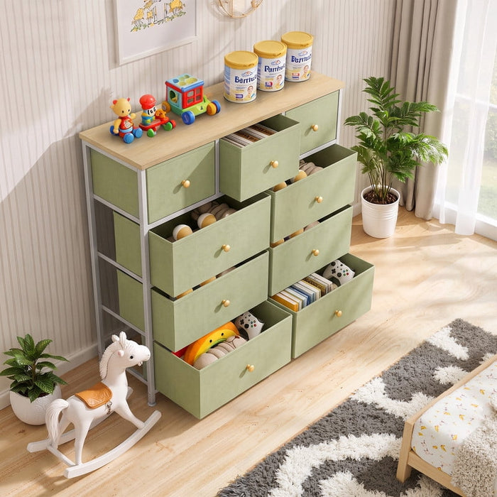 Betcozy 9-Drawer Dresser, Ideal Master Bedroom Storage & All-Purpose Wardrobe Organizer, Light Green