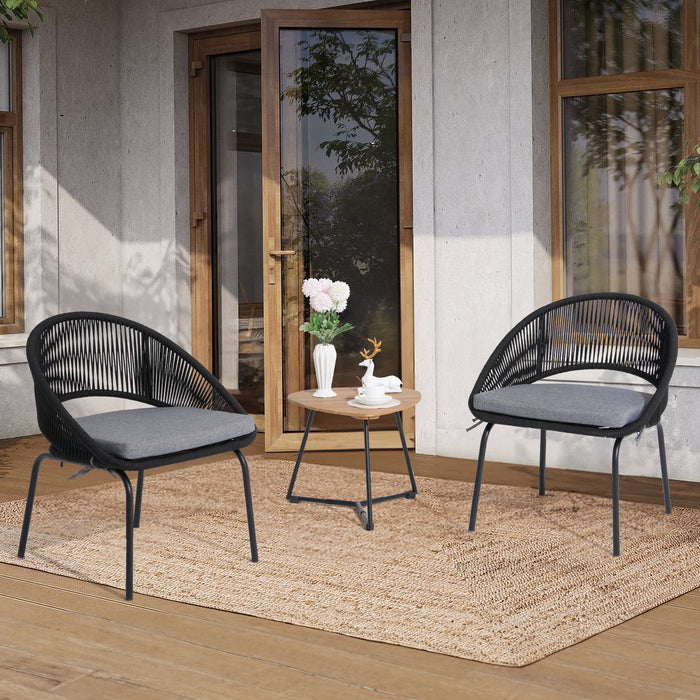 3 Pieces Rocking Bistro Set, Patio Rattan Furniture Conversation Chairs with Coffee Table & Cushions for Balcony Porch Poolside