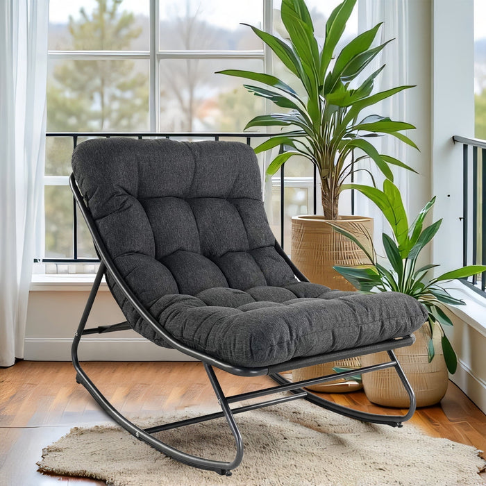 Taoset Indoor &Outdoor Oversized Rocking Chair, Comfy Reading Chairs Set with Padded Cushion for Movie Watching, Leisure,Relaxing, Dark Grey