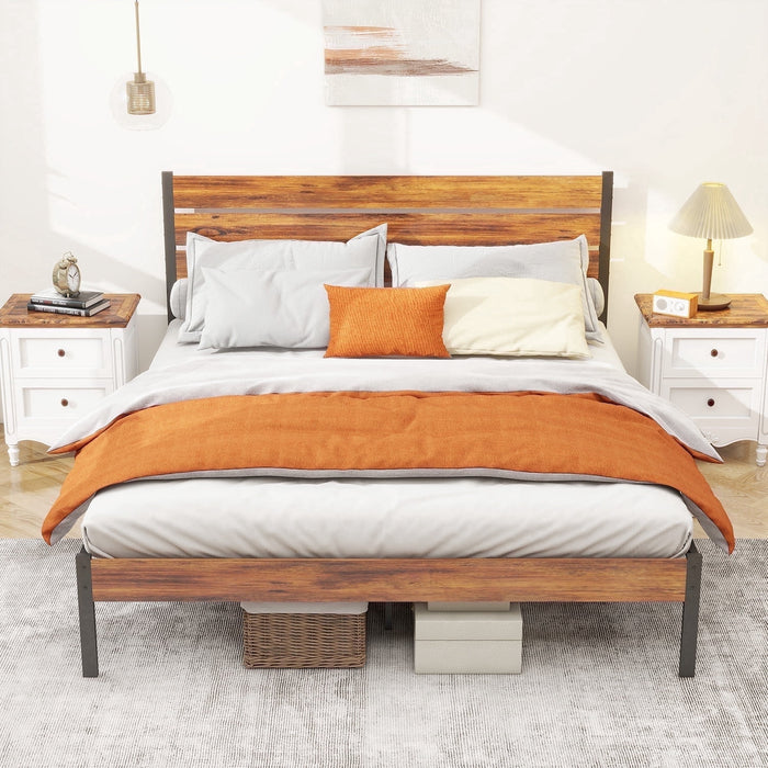 Taoset Queen Size Bed Frame- Heavy Duty Mattress Foundation with HeadBoard, Steel Slats Support (No Box Spring Needed)