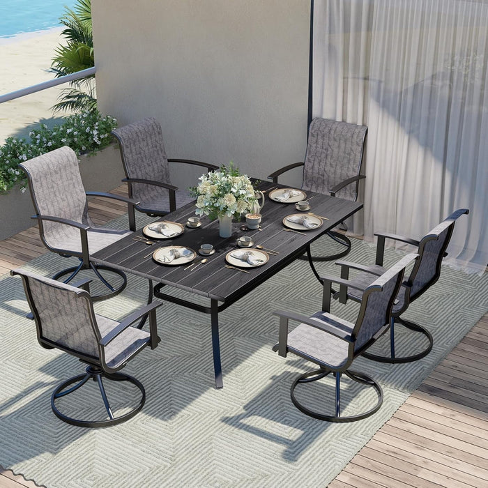 Blorly Outdoors Dining Chair Sets of 2, Mesh Sling Chair Rockable and Swivel, Tear-resistant and Weather-resistant, Black