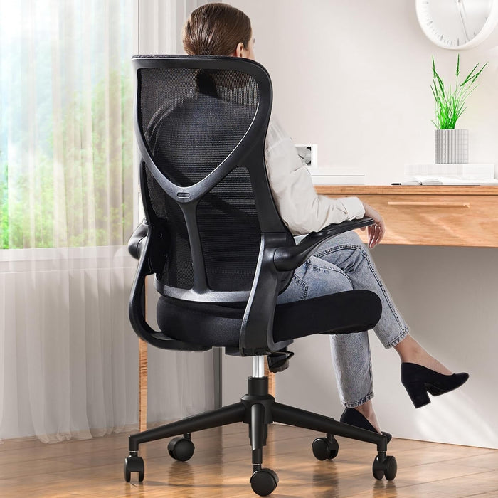 Bigleap Ergonomic Office Chair, High Back Computer Chairs with Flip-up Arms for Bedroom, Study, Work, Black