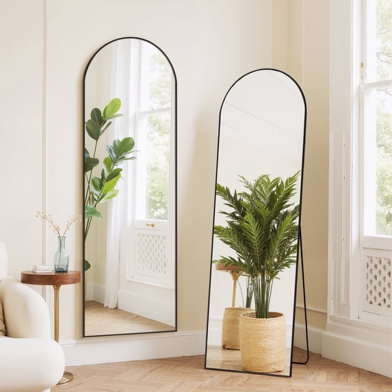 Parcus Full Length Mirror with Stand, Shatterproof Floor Mirror for Bedroom, Living Room, Wall Mounted or Leaning, Aluminum Frame Body Mirror