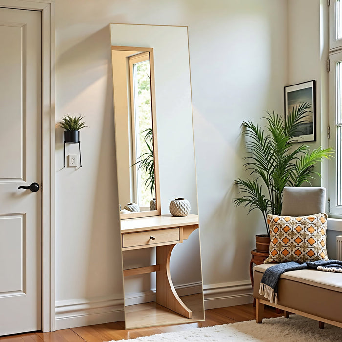 59"x16" Full Length Mirror Standing Rectangle Floor Mirrors Body Dressing Wall-Mounted Mirror