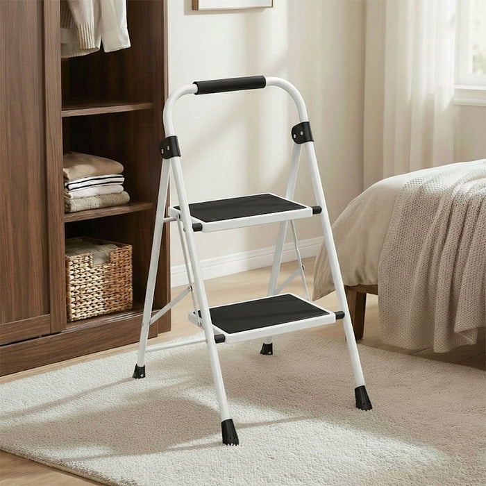 Taoset Step Ladder, Sturdy 2 Step Stool with Anti-Slip Pedal, Automatic lock, for Home Kitchen, Garage, Outdoor Use, Gray