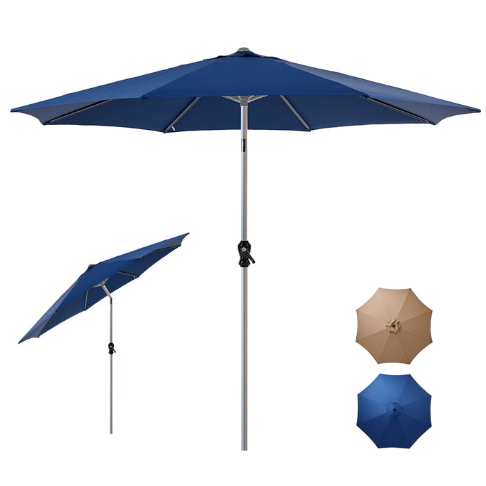 Betcozy 9FT Patio Umbrella for Beach, Push Button Tilt and Crank, 8 Sturdy Rib Outdoor Umbrellas for Market, Terrace, Blue