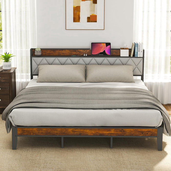 Taoset King Size Bed Frame, Bed with Headboard, 800LBS Heavy Duty Mattress Foundation with Steel Slats Support (No Box Spring Needed)