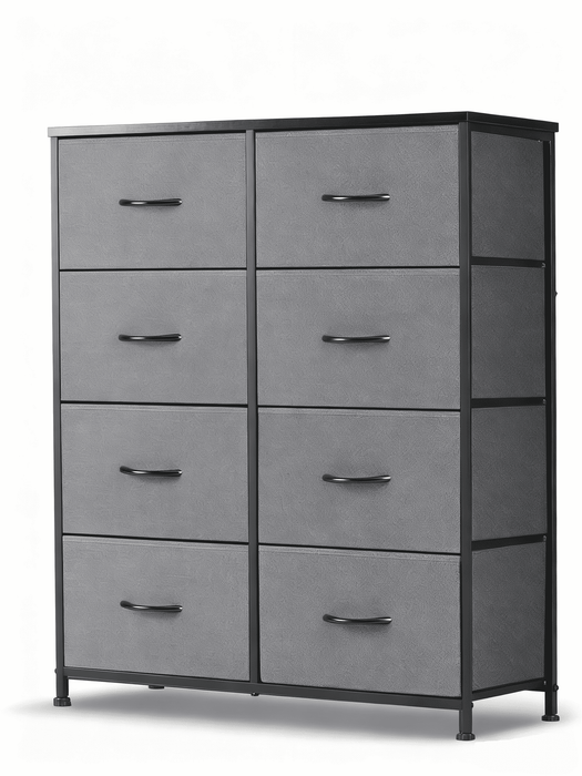Taoset 8-Drawer Fabric Dresser with Wood Top - Compact Storage Cabinet for Bedroom and Living Room, Grey