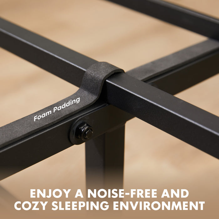 Sybels Queen Bed Frame: No Box Spring Needed, Ample Under-Bed Storage & All-Metal Support in a Rust Brown Finish，800LBS