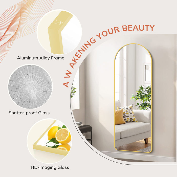 SIMENMAX Full Length Mirror, Full Body Mirror Floor Mirror Standing Hanging or Leaning Wall, Wall Mirror with Stand Aluminum Alloy Thin Frame for Bedroom Cloakroom