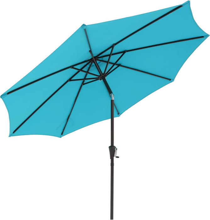 Dozzle 9 ft Patio Umbrella with Tilt & Crank, 8-Rib Outdoor Market Umbrella for Table, Blue