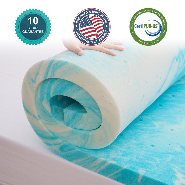 Simenmax Memory Foam Mattress Topper, Cooling Gel Mattress Topper CertiPUR-US Certified