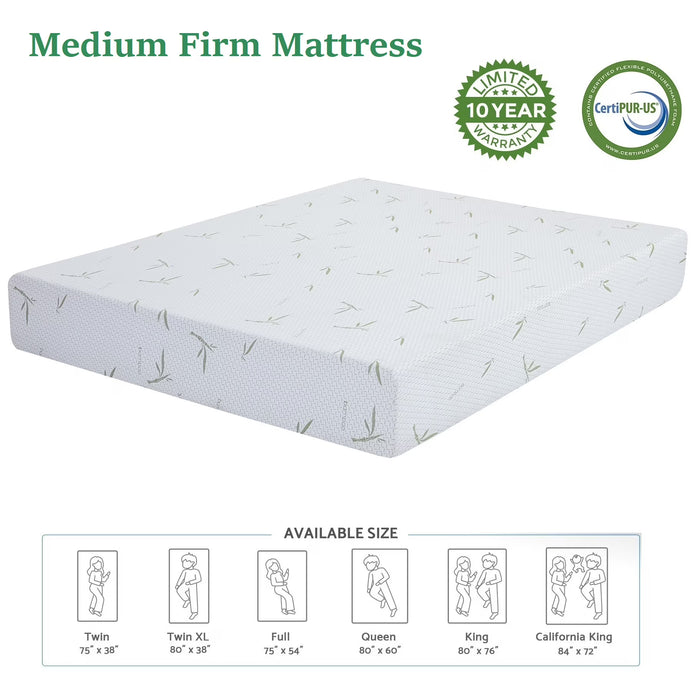 Twin Mattress, 8 inch Memory Foam Mattress Bed in a box, with Green Tea Cooling Gel, Medium