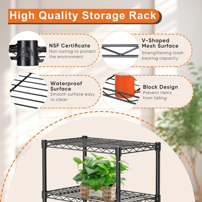 Bigleap 5-Tier Metal Storage Shelving, Adjustable Shelves Unit Heavy Duty Standing Shelf Organizer for Kitchen, Closet, Pantry, Garage, Bathroom, Laundry