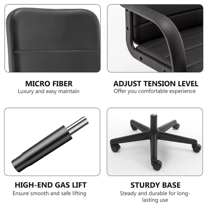 Office Chair, High Back Ergonomic Computer Desk Chair with Arms, Height Adjustable Rolling Swivel Leather Chair for Home Study Working