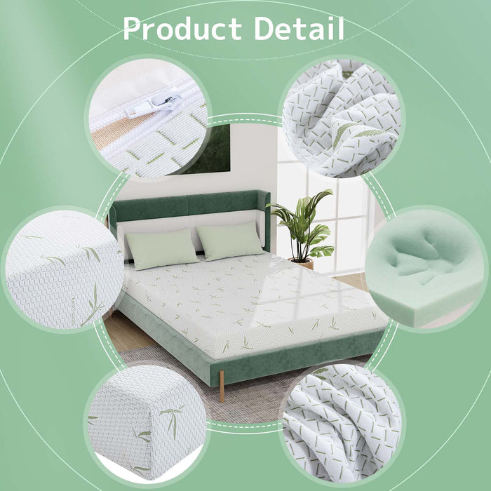 6'' Twin Size Memory Foam Mattress with Bamboo Pattern Cover Breathable Bed Mattress in a Box