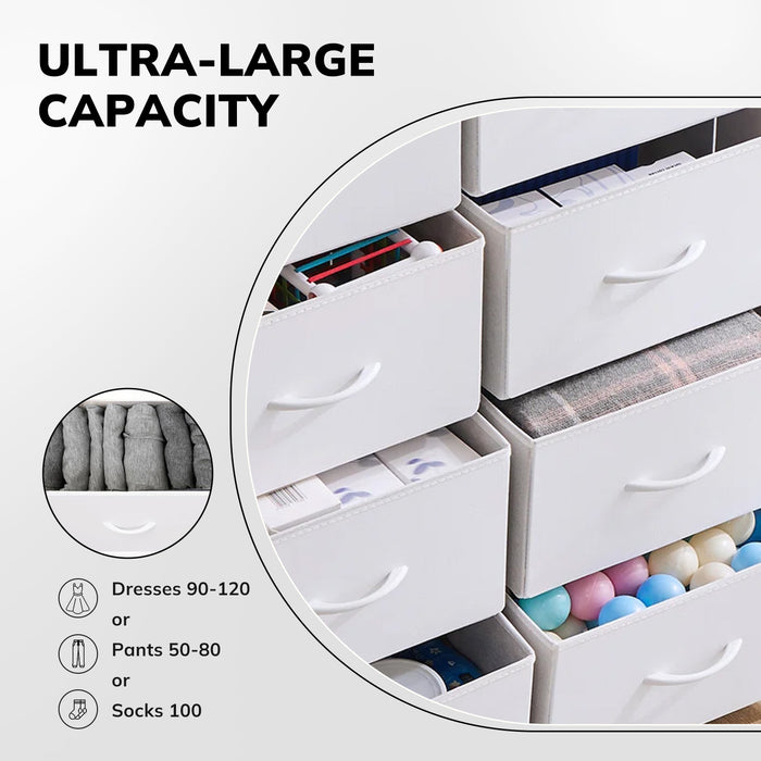 9 Drawer Fabric Storage Dresser, Wide Foldable Bins for Easy Organization, Perfect for Closet, Bedrooms, Hallways