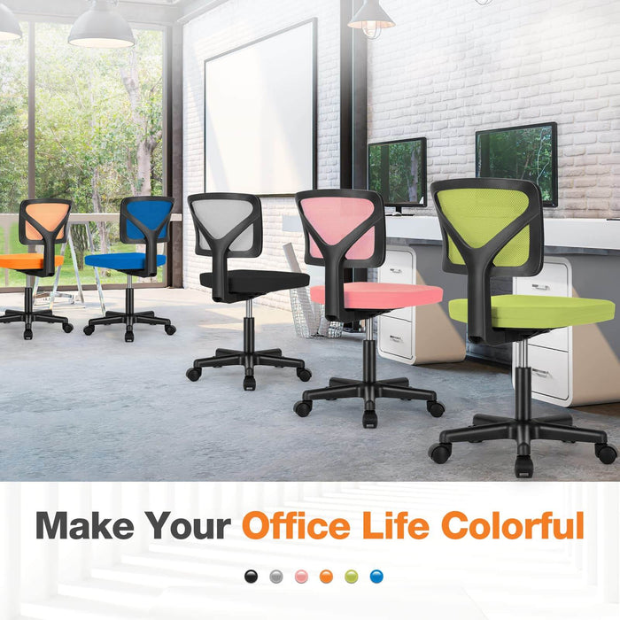 Sybels Adjustable Mesh Office Chair - Padded Seat, Low Back Support, 360° Swivel & Smooth Rolling Casters, Gray