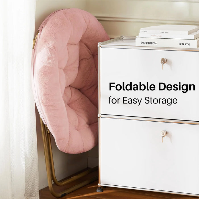 Beddle Saucer Chair for Adults Faux Fur Folding Bedroom Chairs
