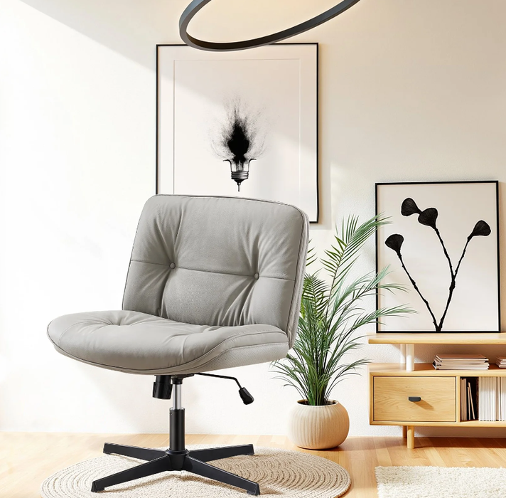 TINKLE WELL Criss Cross Legged Chair with Fixed Base , 360° Adjustable Swivel Chair for Office, Bedroom, Study, Living room, Dressing table, and Dorm