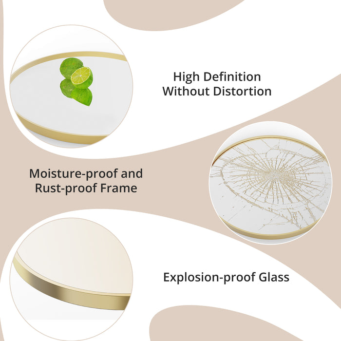 Simenmax Round Wall Mirror 24 Inch, Bathroom Mirrors for Over Sink, Circle Mirror for Bathroom, Entryway, Bedroom, Vanity